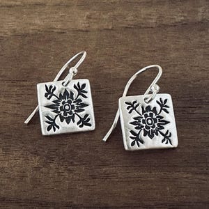 Minimalist Square Silver Scandinavian Design  Earrings
