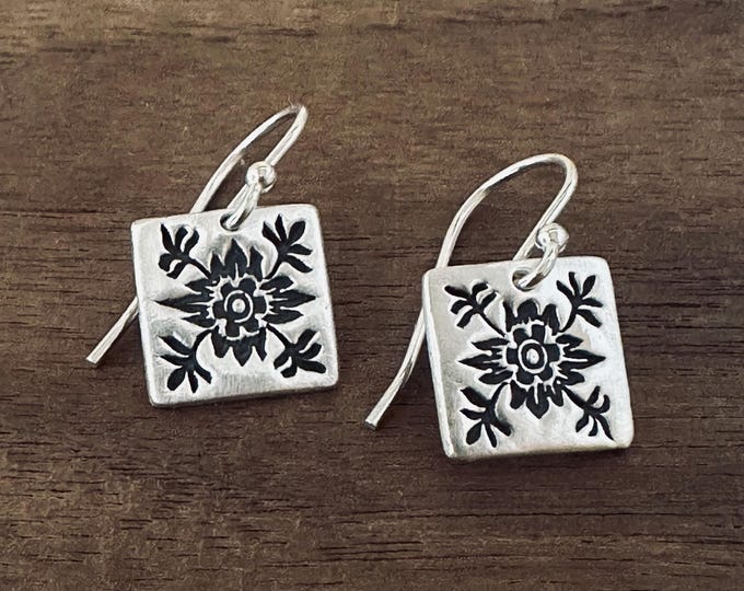 Minimalist Square Silver Scandinavian Design  Earrings