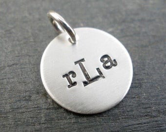 Medium Sterling Silver Monogram Charm - Hand Stamped