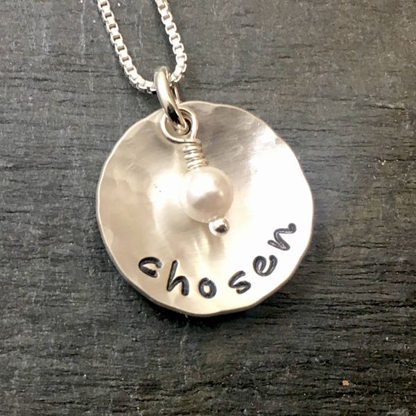 Chosen Necklace - Adoption Necklace - Hand Stamped - Adoption Jewelry - Personalized Jewelry - Adoption Gift - Gotcha Day