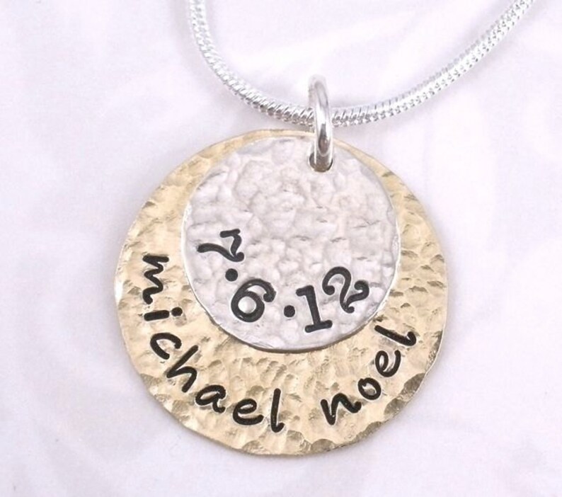 Hand Stamped Mixed Metal Personalized Necklace image 2