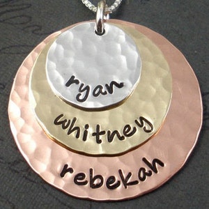 Custom Charm Necklace - Mixed Metal Layered Personalized Mom Necklace