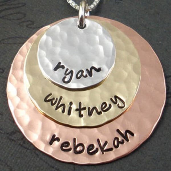 Mixed Metal Layered Personalized Mom Necklace