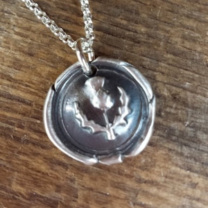 Wax Seal Pendant Necklace PMC silver image 1