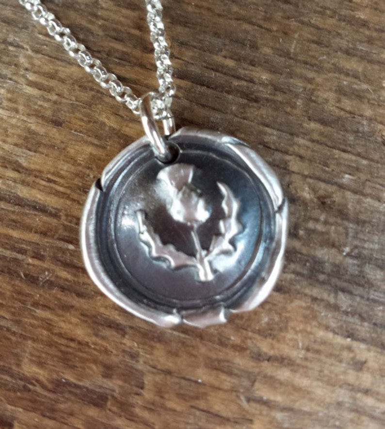 Wax Seal Pendant Necklace PMC silver image 1