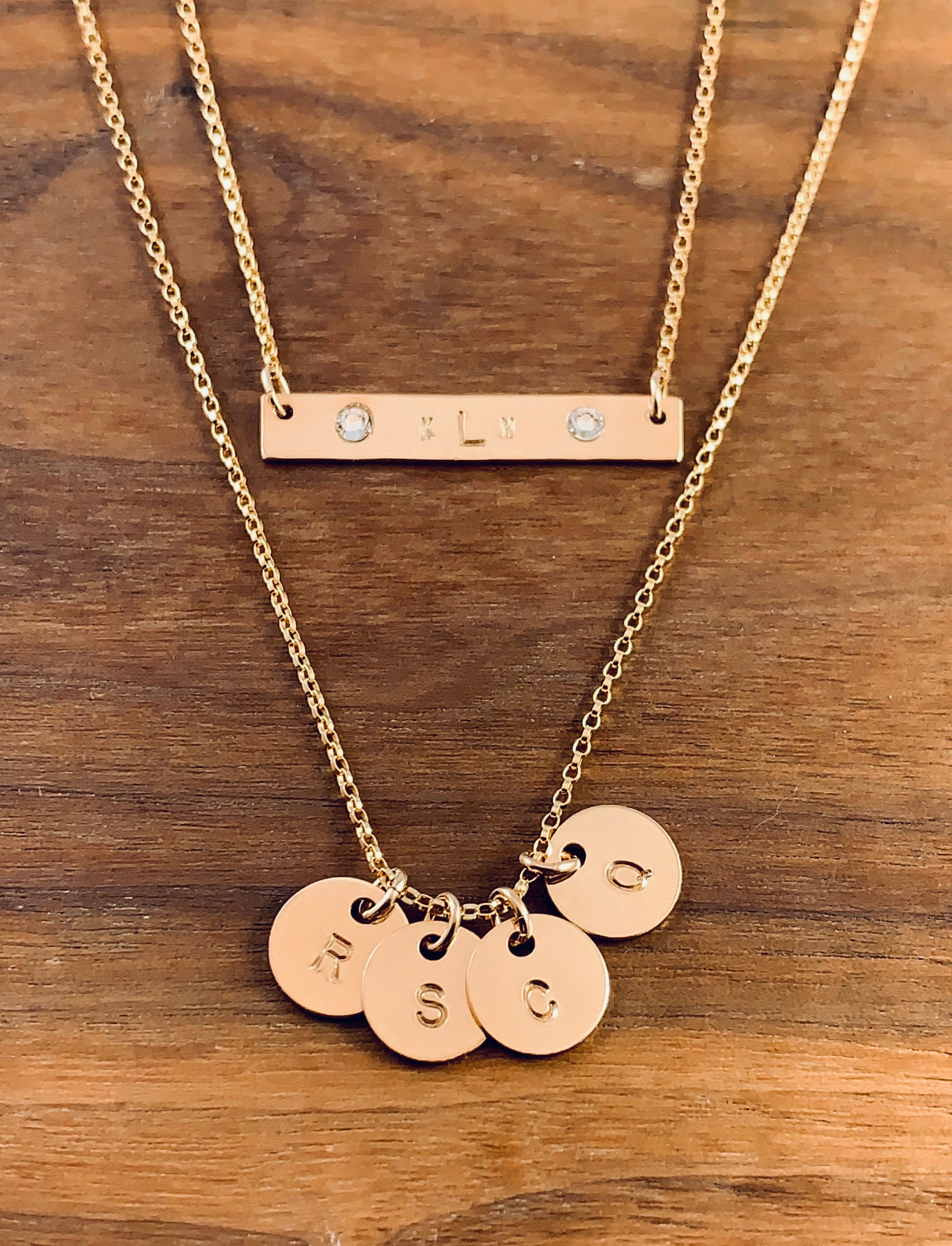 Tiny Gold Initial Necklace Gold charm necklace Minimalist Etsy