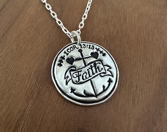 Faith, Hope and Love Coin Necklace