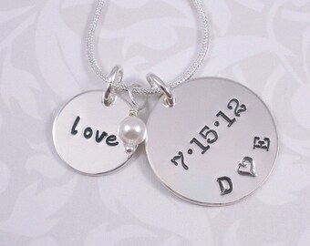 Wedding Charm Hand Stamped Necklace