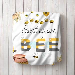 Sweet as Can Bee Velveteen Plush Blanket, Cozy Throw, Bee Decor Home, Baby Nursery Blanket, Spring Decor, Kid Child Teen Nature Inspire