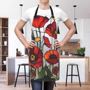 Stained Glass Floral Roses Apron, Vibrant Baker Gardening, Cooking Bake Chef Cook, Artistic Baking Kitchenwear, Mother&#39;s Day, Housewarming