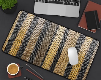 Podkładka na biurko z motywem skóry węża, nadruk z kobrą i pytonem, gracze, studenci, miłośnicy węży, akcesoria biurowe, podkładka pod mysz gamingową, prezent dla miłośników gadów