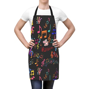 Bright Musical Notes Apron, Perfect for Music Teacher Cooking, Baking, Music Lovers, Gift for Foodies, Kitchen Decor, Unique Music Gift