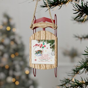 Merry Christmas Santa Sleigh Sled Tree Ornament - Holiday Decor for Winter Celebrations