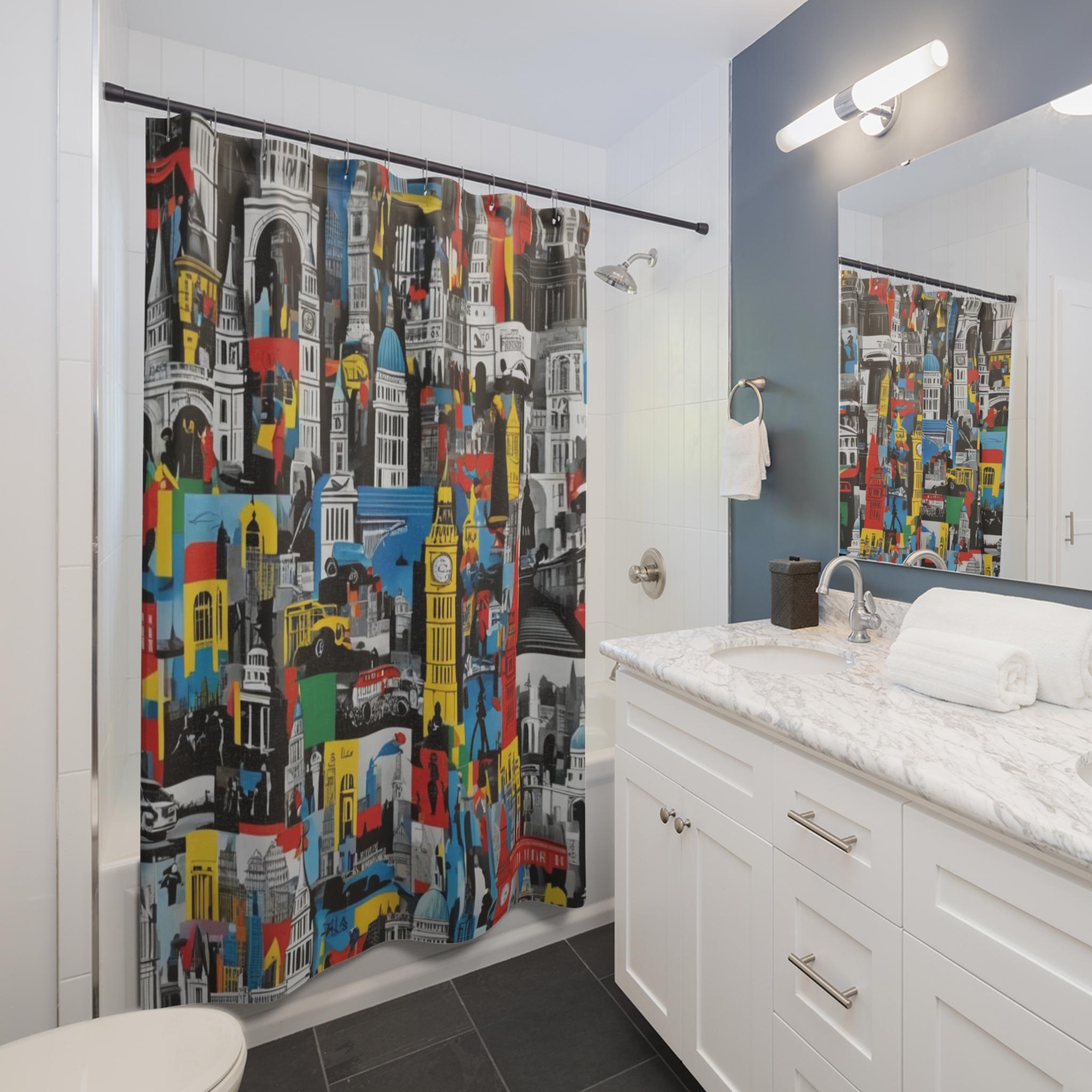 Vibrant London Cityscape Shower Curtain, Color Bath Decor, Modern Home  Accessory, Unique Gift Travelers, Bright Luxury Big Ben Kid Teen Spa, image size:2048x2048