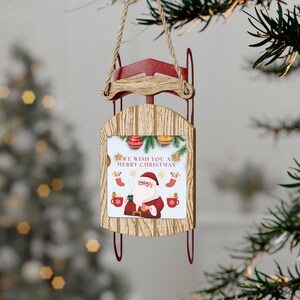 Merry Christmas Santa Sled Ornament - Festive Holiday Décor for Home