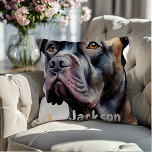 Cane Corso Watercolor Spun Polyester Square, Dog Pet Lover Gift, Personalized Pet Name Pillow, Cute Dog Decor, Customizable Custom Dog Mama