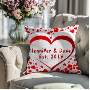 Personalized Heart Pillow, Custom Valentine Romantic Gift for Couples, Wedding Decor, Engagement Present, Home Decor, Love Anniversary Gift