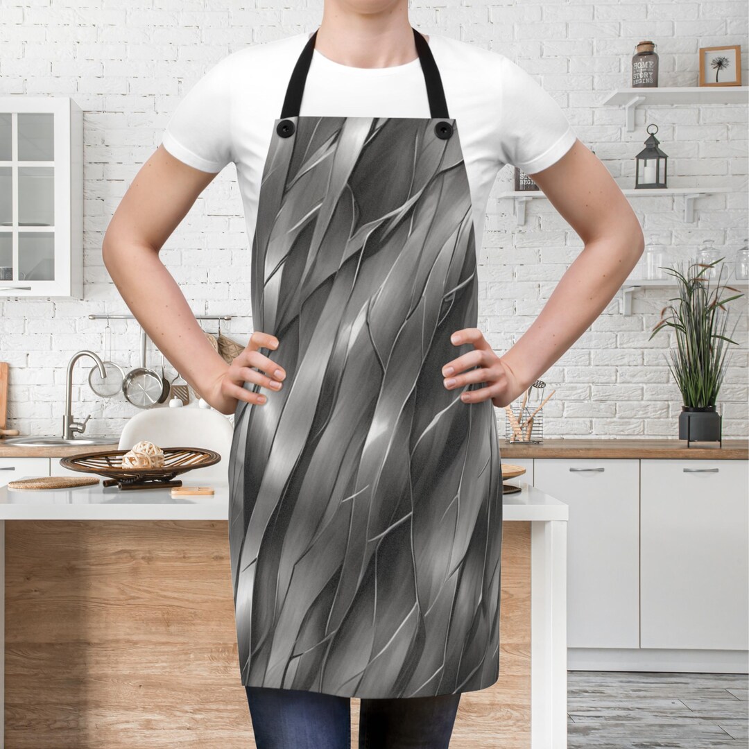 Metallic Apron Silver Braided Metal Look Apron, Metallic Strands Kitchen, Carbon Fibre ...