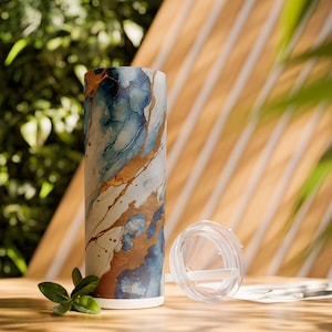 Elegant Marmor Skinny Tumbler Trinkhalm & Inschrift, 20 Unzen - Geschenkidee Kaffee Tee Liebhaber, Reise, Wohnkultur, Hochzeitsbevorzugung, Mindful Hydratation