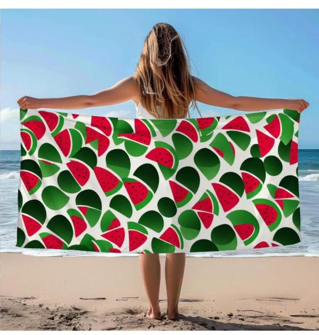 Tropical Exotic Watermelon Pattern Beach Towel, Summer Pool Accessory ...