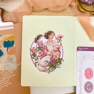 Sticker ‘Among The Flowers’ girl journal sticker, waterproof sticker, laptop phone case sticker, die cut sticker, flowers floral, journaling