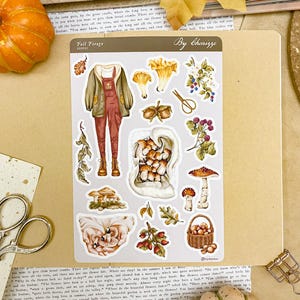 Sticker Blatt - Herbstfutter 01 , Bujo Sticker, Bullet Journal Aufkleber, Herbst Sticker, Pilze, Bullet Journal Aufkleber,