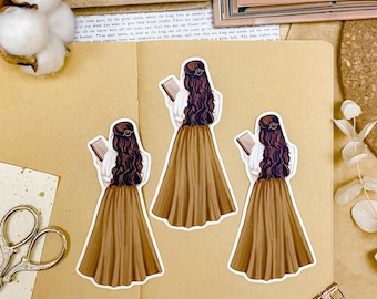 Avid Reader Girl Sticker – Waterproof Vinyl Die Cut
