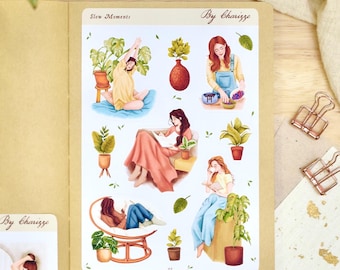 Sticker Sheet - Slow Moments 02 bujo stickers, bullet journal stickers, planner stickers, journaling, botanical, plant stickers, slow living