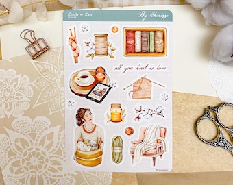 Knitting & Kindle Sticker Sheet – Cozy Journal Stickers