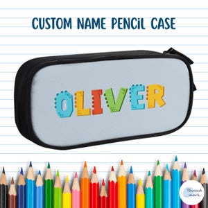 Personalized Dinosaur Pencil Organizer, Custom Name Case for Kids, 2 Zippered Compartments, Back to School Gift