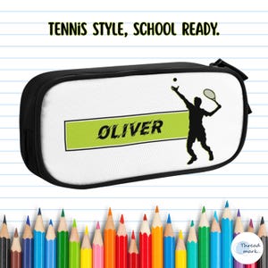 Personalized Tennis Pencil Organizer, Custom Name Case for Boys, School Supply Bag, Back to School Teen Gift Idea