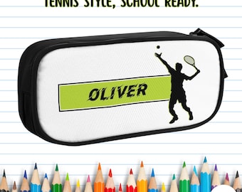Personalized Tennis Pencil Organizer, Custom Name Case for Boys, School Supply Bag, Back to School Teen Gift Idea