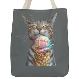 Canvas draagtas kattenetend ijs, herbruikbare milieuvriendelijke boodschappentas, lichtgewicht boodschappentas, markttas, strandtas, schoudertas