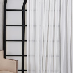 Sheer Curtains for Living Room and Bedroom, Drapes Grommet Back Tab Rod Pocket Double French Pleat Curtain Sheer Tulle, Custom Size Drapes