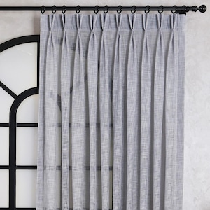 Linen Sheer Curtain Panels for Bedroom, Living Room, 5 Colors, Grommet, Rod Pocket Curtain, Hook/Ring, Track Options, Custom Size Drapery