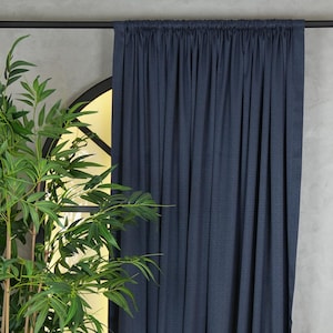 Luxury Linen Curtain Panels, Blackout Linen Drapes, Linen Curtains For Grommet, Backtab, Rod Pocket, Tracks