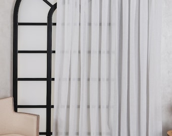 Linen Sheer Curtains with 16 Color Options, Custom Made Rod Pocket, Linen Drapes