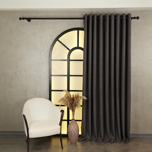 Luxury Linen Curtain Panels, Living Room Curtains, Linen Window Treatments Drapery, Linen Curtains For Grommet, Backtab, Rod Pocket, Tracks