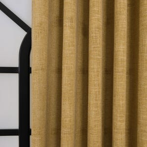 Mustard Linen Living Room Curtains, Rod Pocket Curtains, Grommet Curtains, Hook/Ring, Track, Custom Size Drapery Panels for Bedroom