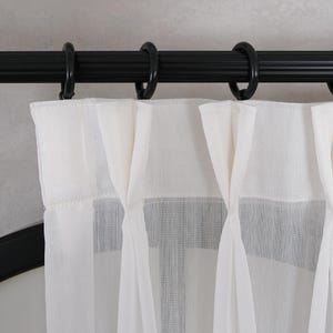 Linen Sheer Double Pinch Pleated Curtains for Living Room, Custom Size Drapery Panels for Bedroom, Rod Pocket, Sheer Curtain For Track