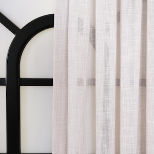 Sheer Linen Curtain Panels for Living Room, 5 Colors, Grommet, Rod pocket, Hook/Ring, Custom Size Drapery, Bedroom Curtains, Pinch Pleat
