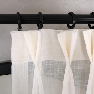 Double Pinch Pleated Linen Curtains, 5 Colors, Modern Living Room Curtains, Custom Curtains, Linen Frapes, Linen Curtain Panel