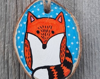 Fox Ornament | Wood Slice Ornament | Christmas Ornament | Child's Ornament | Christmas | Rustic | Snow Fox | Mini Ornament  | Wood Ornament