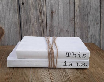 This Is Us | Farmhouse Book Stack | Rustic | Farmhouse Style | Book Bundle | Stamped Books | Decorative Book Stack | Hand Stamped | Minimal