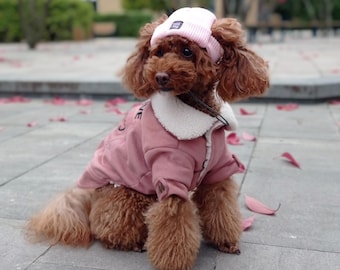 Pink Dog Beanie with Ear Holes – Warm Winter Hat for Small and Medium Dogs