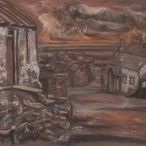 Fine Art Print of Whitehills at Dawn a northeast Scottish fishing village set in the late 1800s- various sizes