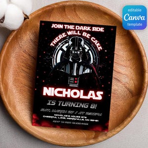 Printable birthday invite, Editable invitation, instant Download, wars invitation, Star invite, wars invitation, darth vader birthday party