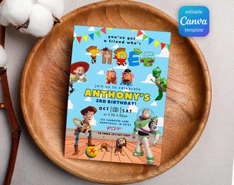 Invito Toy Story Woody, 3° compleanno all'infinito oltre Invito modificabile, Invito di compleanno Toy Story stampabile, invito di compleanno per bambino e bambina