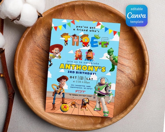 Toy story woody invitation, 3rd bday to infinity beyond Editable invitation, Printable birthday Toy story invite, boy girl birthday invite