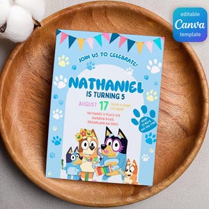 Paw-ty Editable Invitation, puppies Printable Birthday Invite boy girl, puppy invitation, dog invite, pool party Birthday Invite template